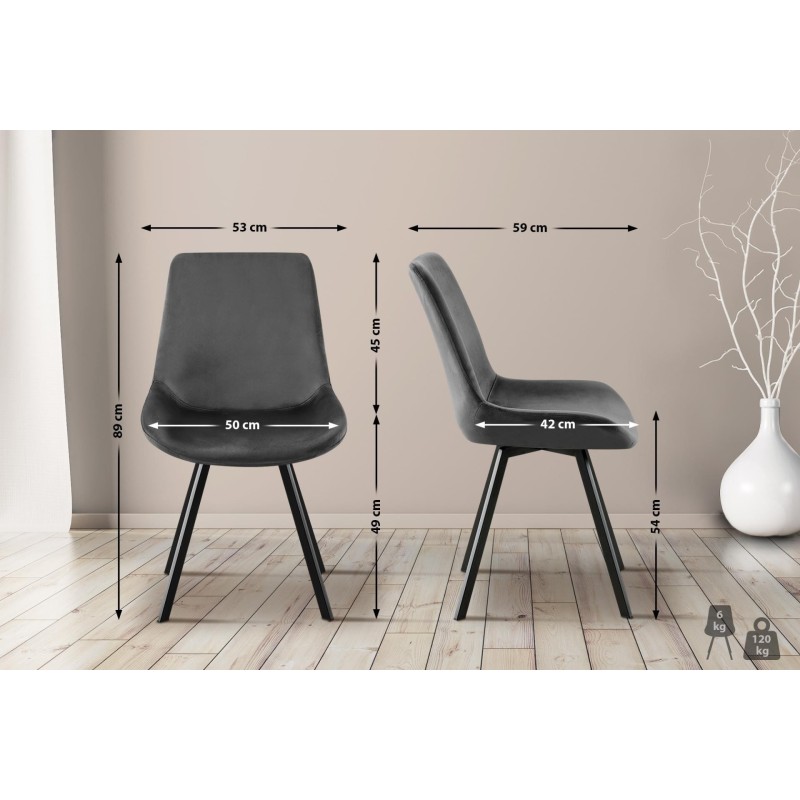 Silla de Confidente UNAMI, en Terciopelo color Negro