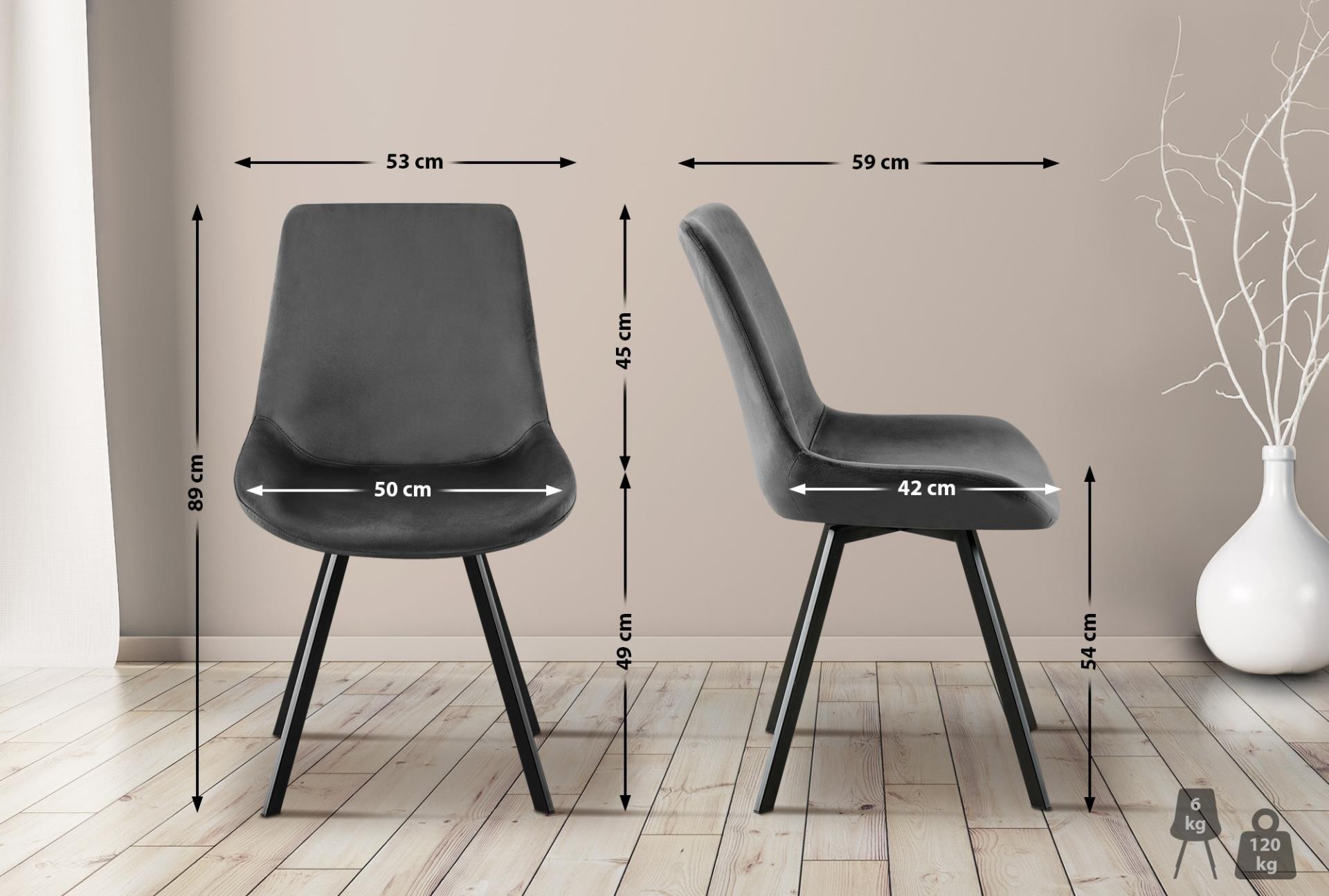 Silla de Confidente UNAMI, Grueso Acolchado, en Terciopelo color Negro