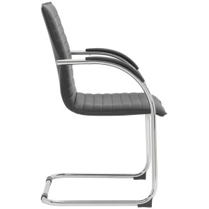 Silla de Confidente GREGORY, Estructura Metálica Cromada, en Piel color Negro