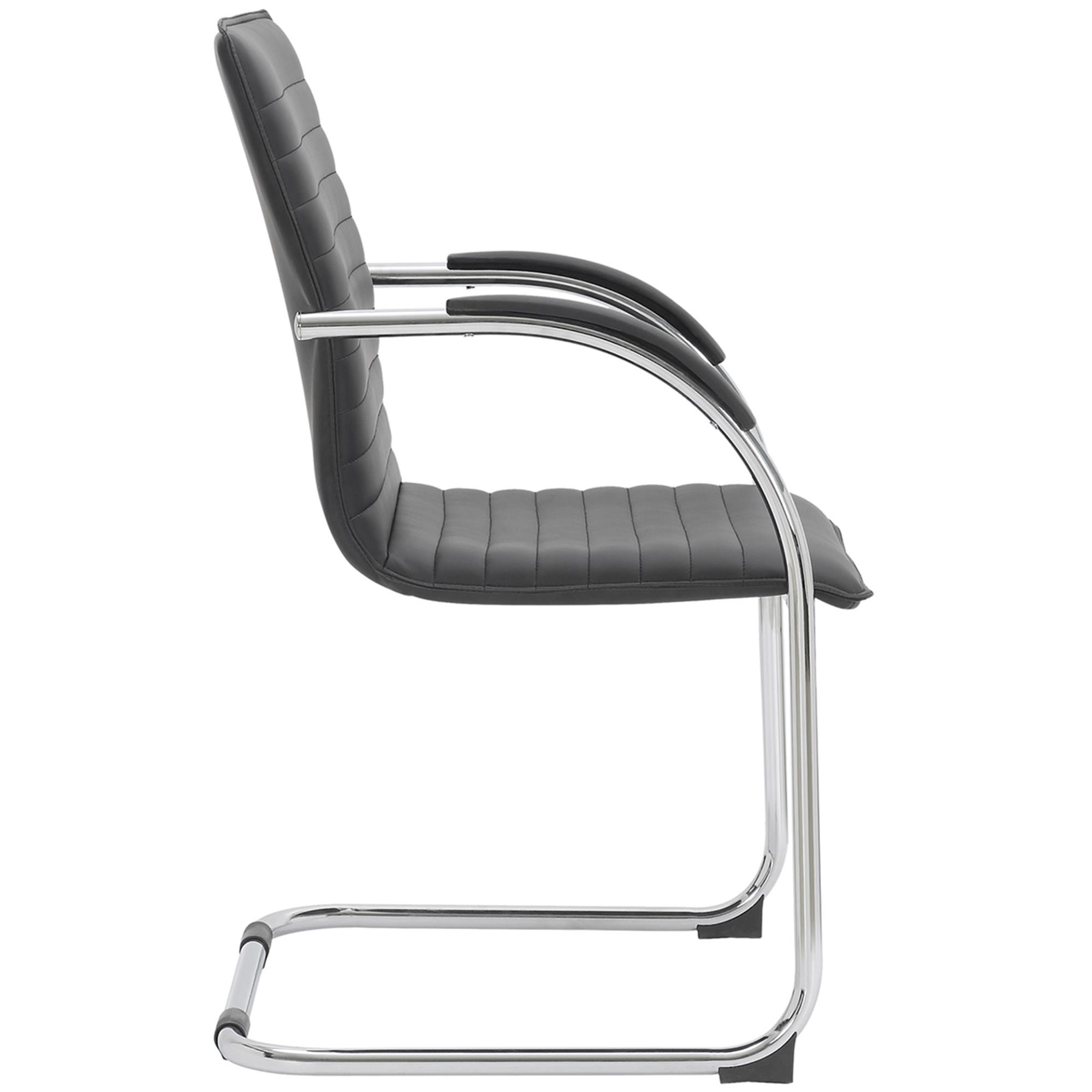 Silla de Confidente GREGORY, Estructura Metálica Cromada, en Piel color Negro