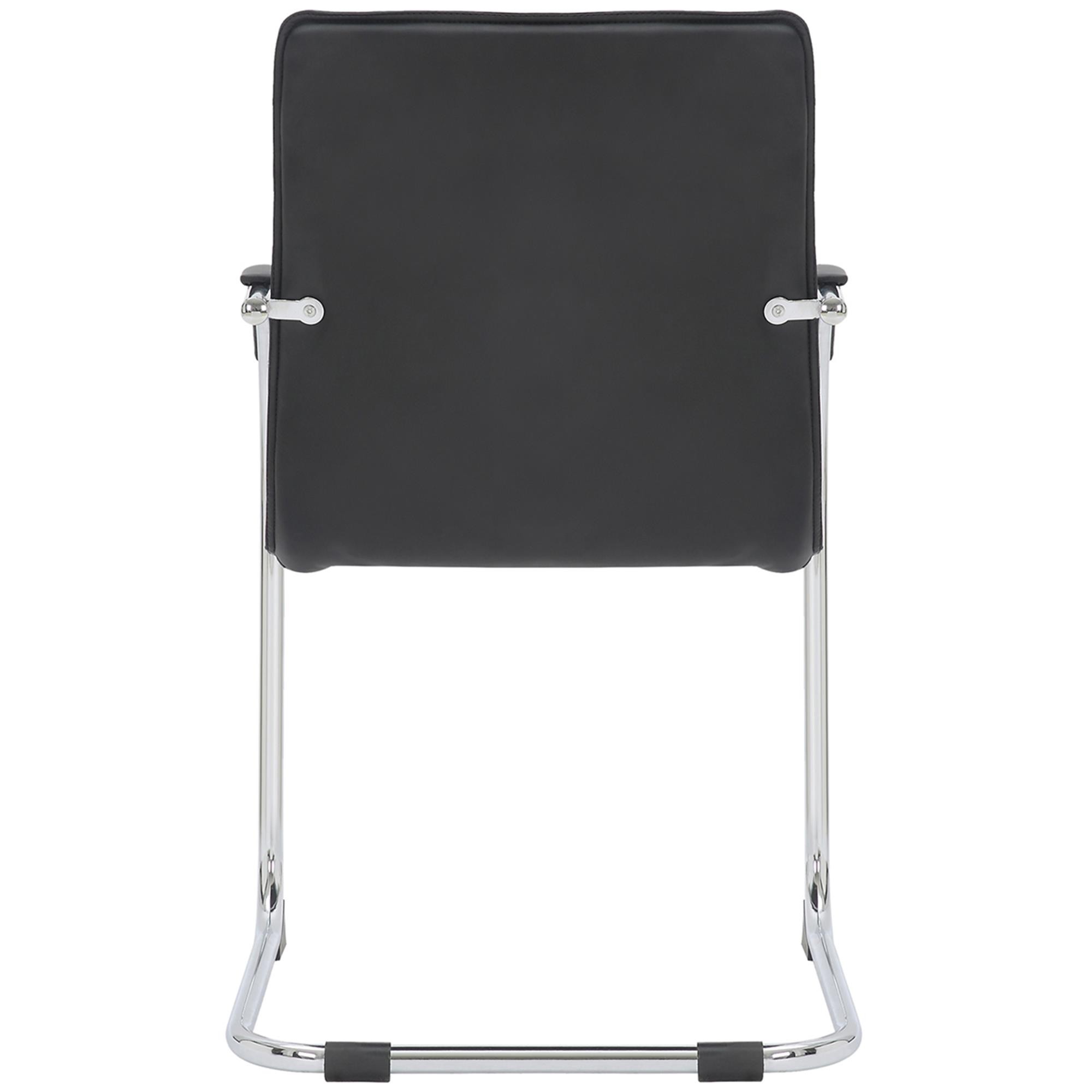 Silla de Confidente GREGORY, Estructura Metálica Cromada, en Piel color Negro