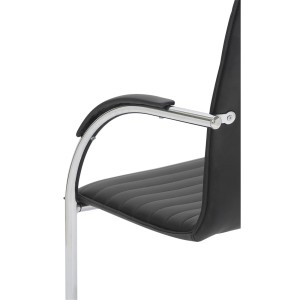 Silla de Confidente GREGORY, Estructura Metálica Cromada, en Piel color Negro