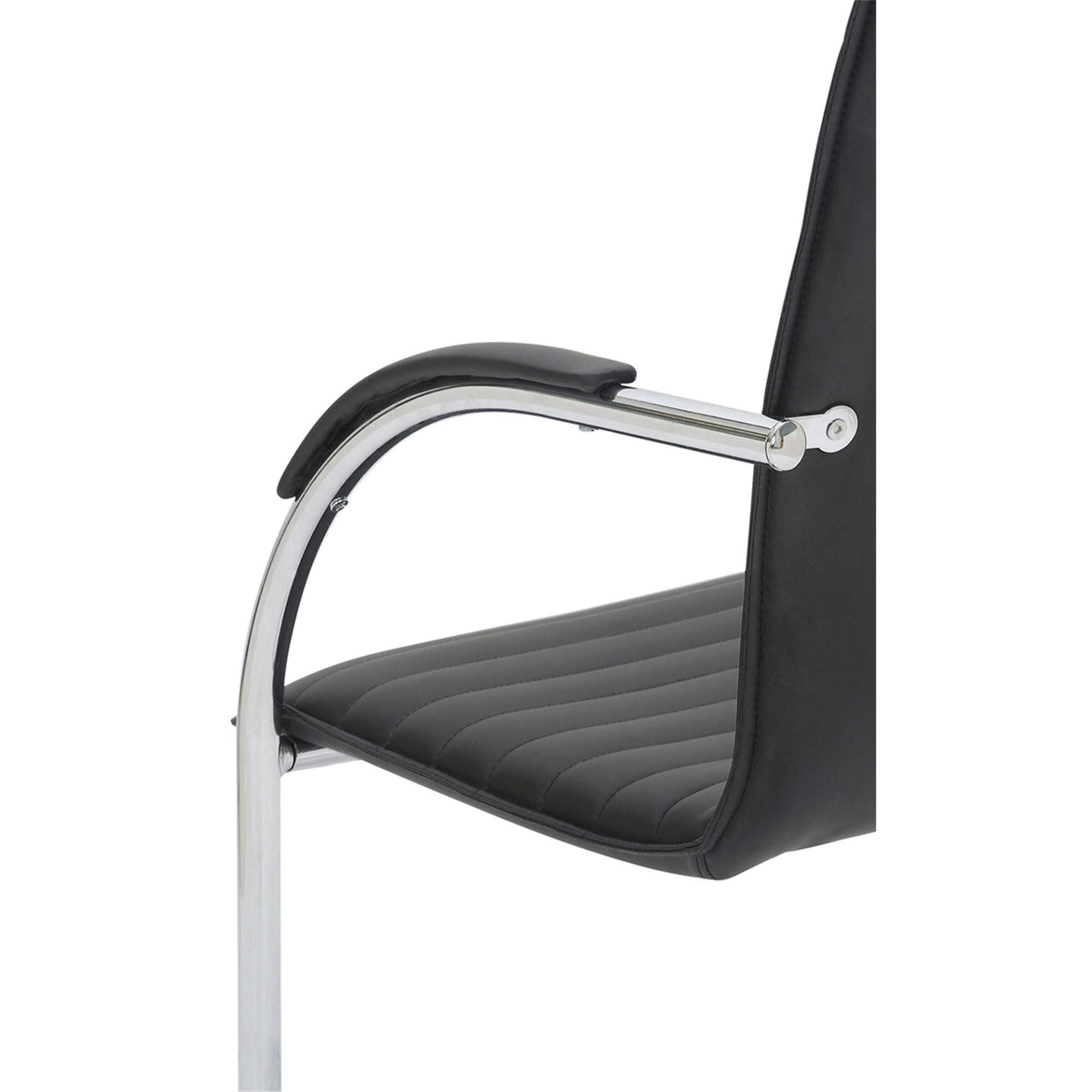 Silla de Confidente GREGORY, Estructura Metálica Cromada, en Piel color Negro