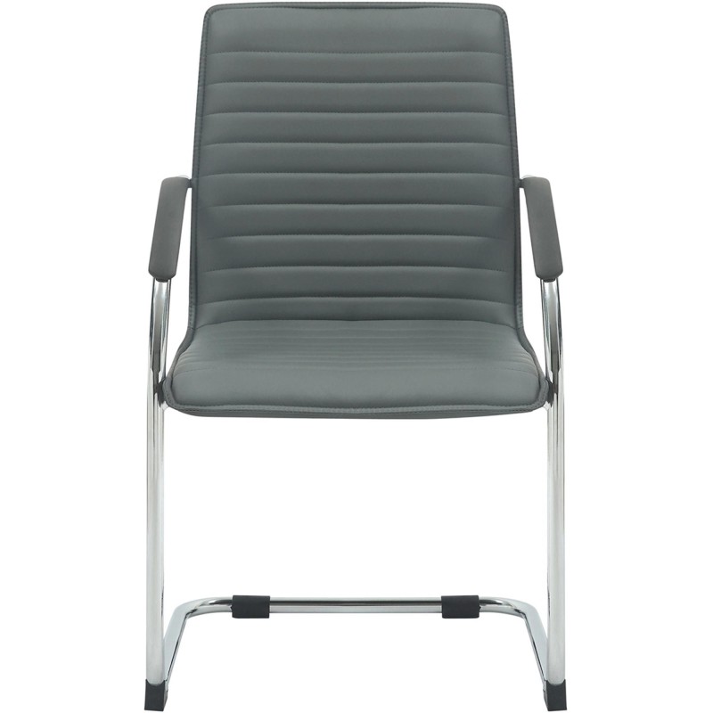 Silla de Confidente GREGORY, Estructura Metálica Cromada, en Piel color Negro