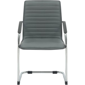Silla de Confidente GREGORY, Estructura Metálica Cromada, en Piel color Negro