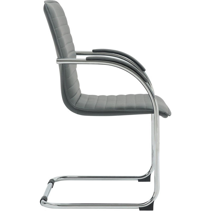 Silla de Confidente GREGORY, Estructura Metálica Cromada, en Piel color Negro