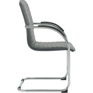 Silla de Confidente GREGORY, Estructura Metálica Cromada, en Piel color Negro