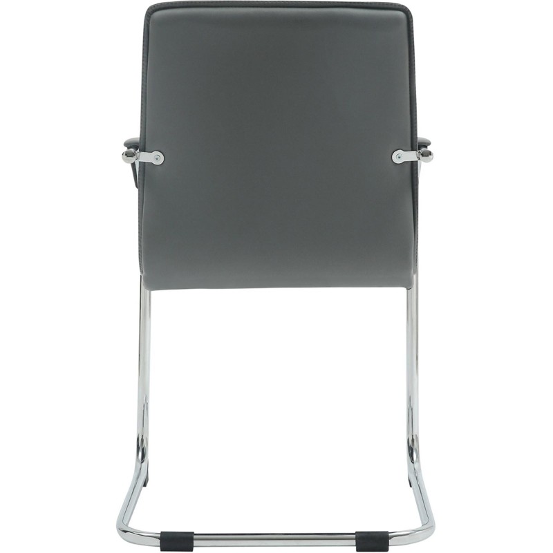 Silla de Confidente GREGORY, Estructura Metálica Cromada, en Piel color Negro