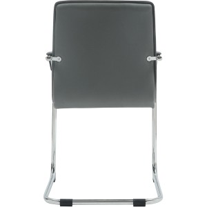 Silla de Confidente GREGORY, Estructura Metálica Cromada, en Piel color Negro
