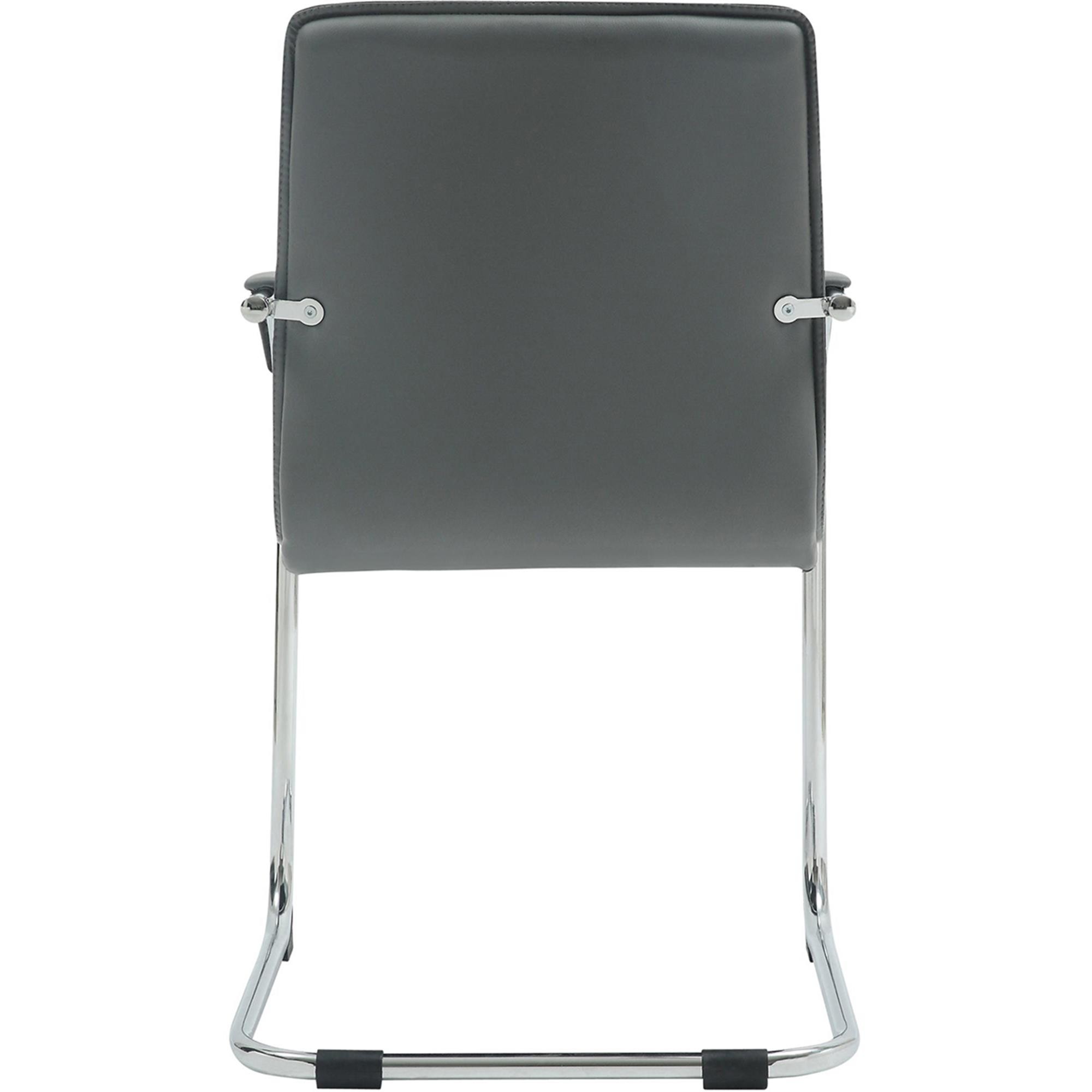Silla de Confidente GREGORY, Estructura Metálica Cromada, en Piel color Negro