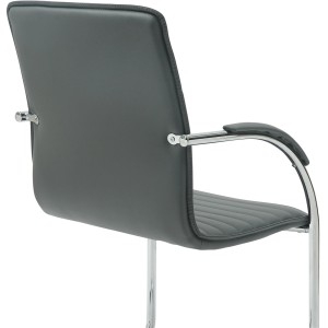 Silla de Confidente GREGORY, Estructura Metálica Cromada, en Piel color Negro