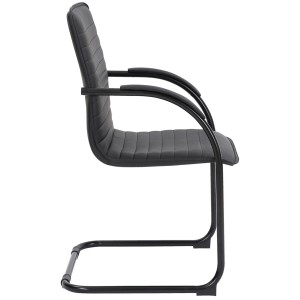 Silla de Confidente GREGORY, Estructura Metálica Cromada, en Piel color Negro
