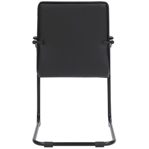 Silla de Confidente GREGORY, Estructura Metálica Cromada, en Piel color Negro