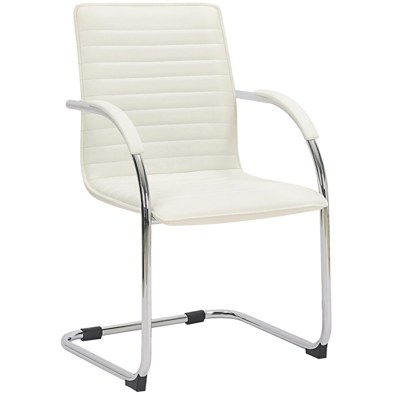 Silla de Confidente GREGORY, Estructura Metálica Cromada, en Piel color Negro