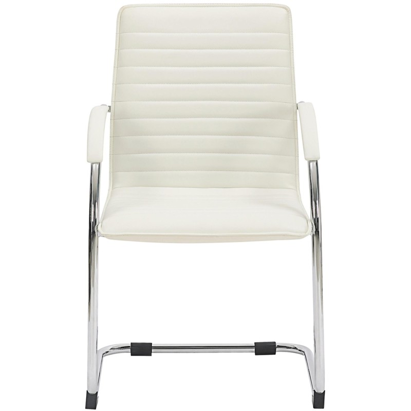 Silla de Confidente GREGORY, Estructura Metálica Cromada, en Piel color Negro