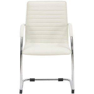 Silla de Confidente GREGORY, Estructura Metálica Cromada, en Piel color Negro
