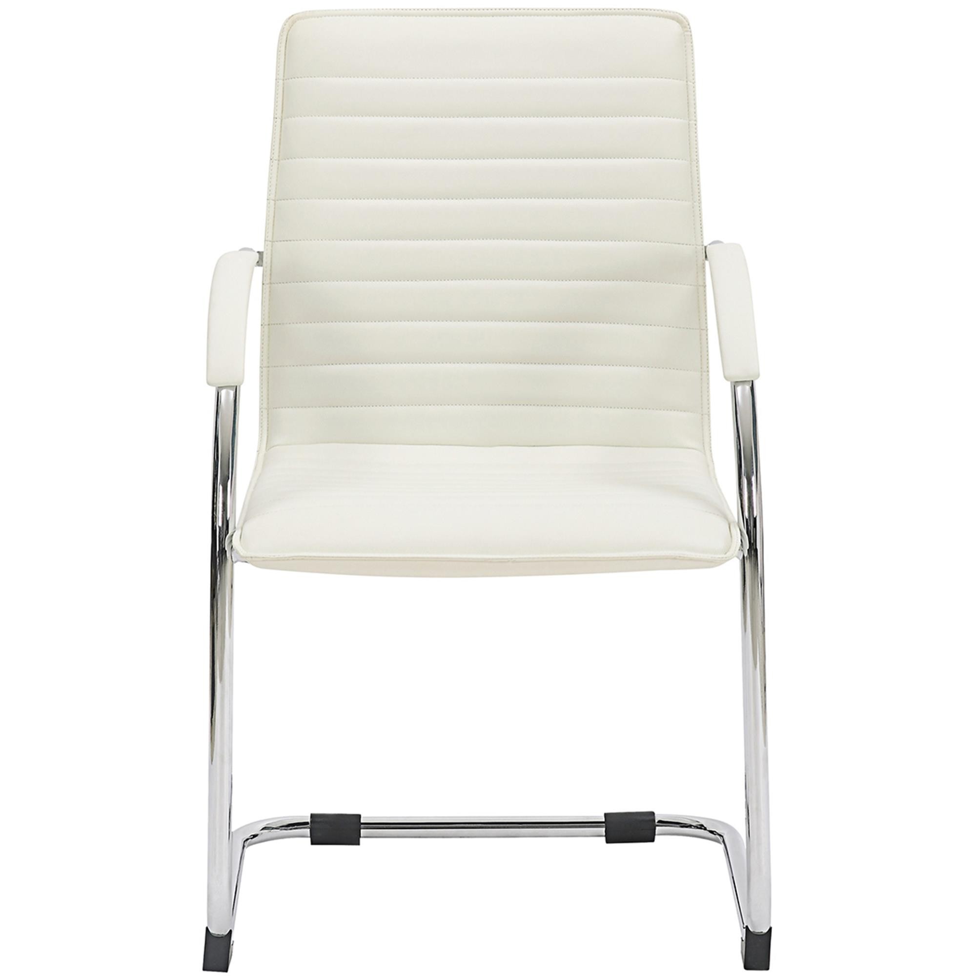 Silla de Confidente GREGORY, Estructura Metálica Cromada, en Piel color Negro