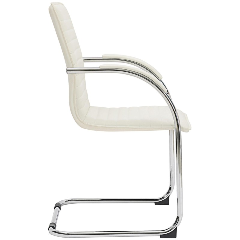Silla de Confidente GREGORY, Estructura Metálica Cromada, en Piel color Negro