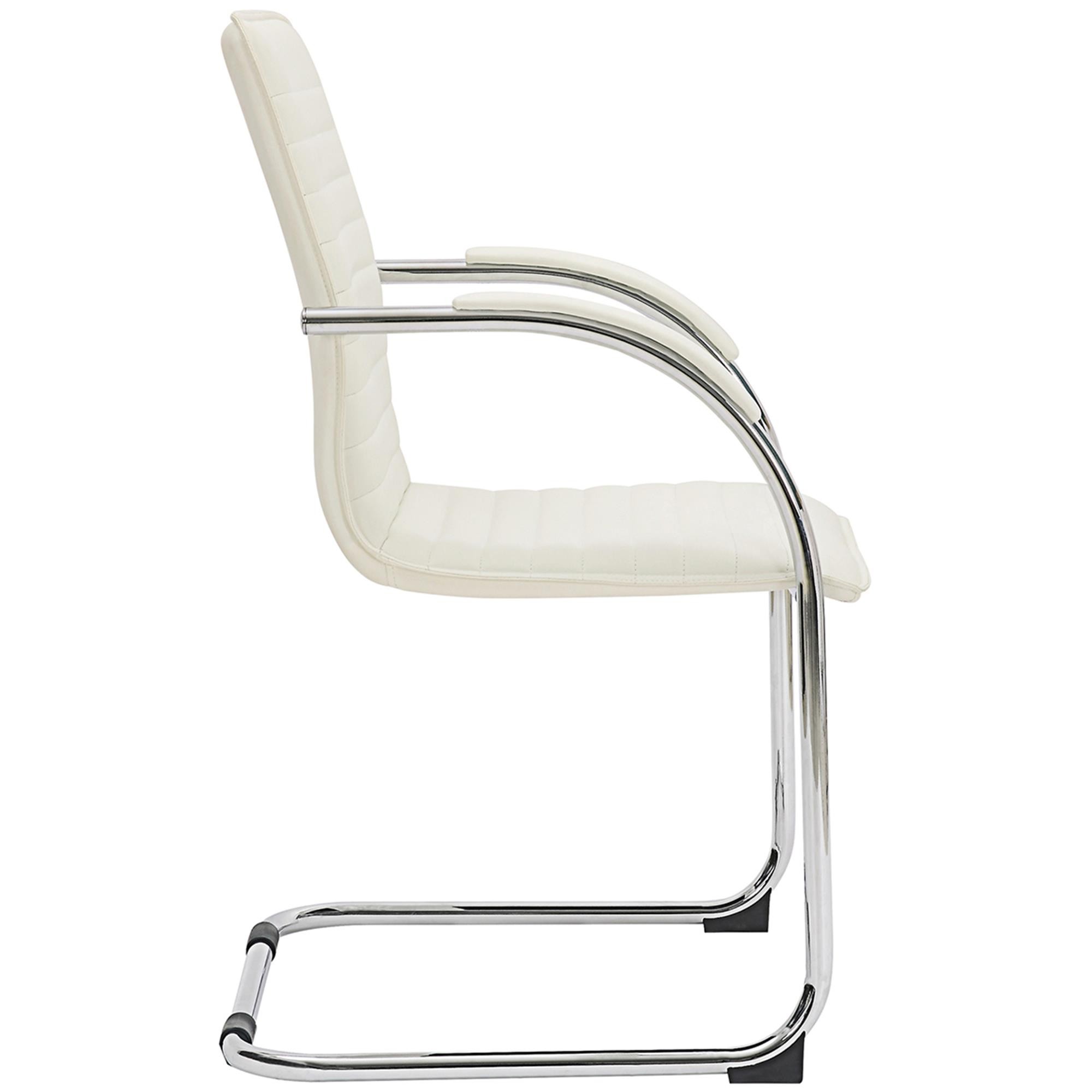 Silla de Confidente GREGORY, Estructura Metálica Cromada, en Piel color Negro