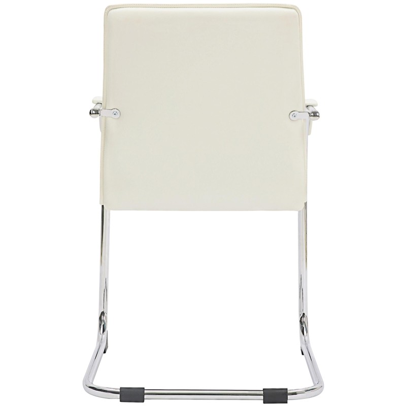 Silla de Confidente GREGORY, Estructura Metálica Cromada, en Piel color Negro