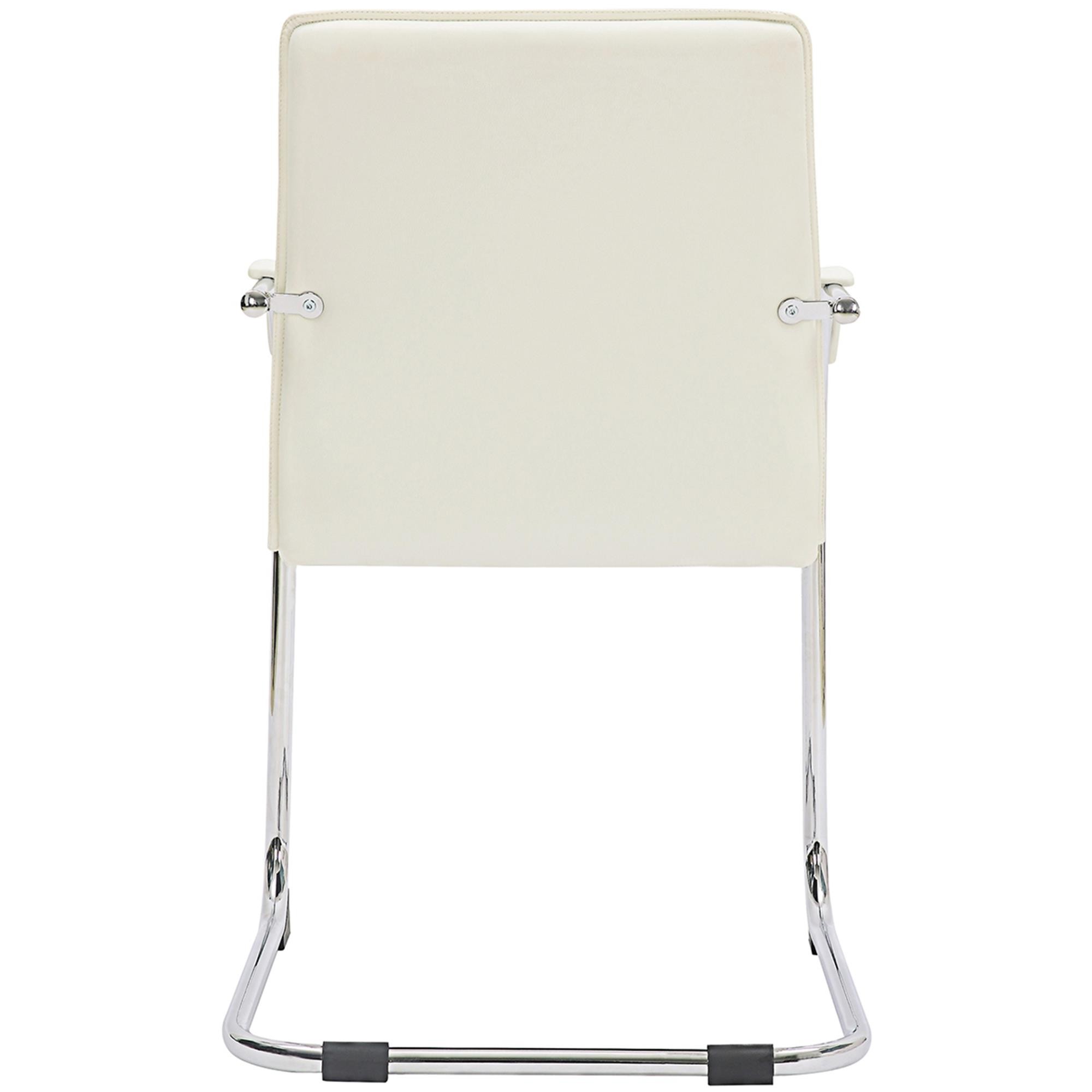 Silla de Confidente GREGORY, Estructura Metálica Cromada, en Piel color Negro
