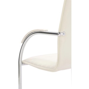 Silla de Confidente GREGORY, Estructura Metálica Cromada, en Piel color Negro
