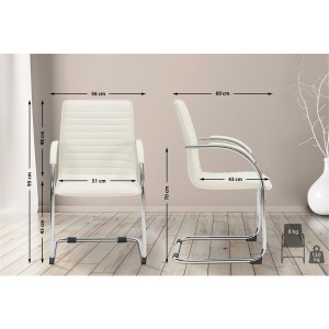Silla de Confidente GREGORY, Estructura Metálica Cromada, en Piel color Negro