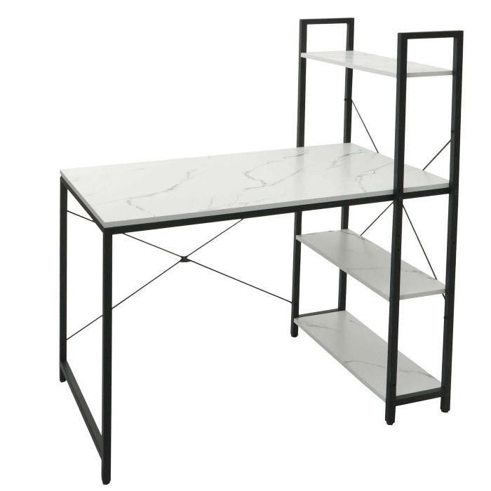 Mesa de Oficina NORMAN 100x60x72 cm, Estantería Incluida, en Madera y Metal, color Natural