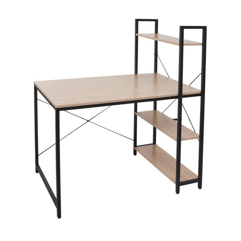 Mesa de Oficina NORMAN, 100x60x72 cm, en Madera y Metal, color Natural