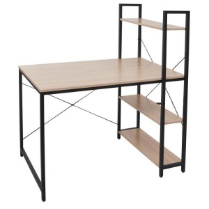 Mesa de Oficina NORMAN, 100x60x72 cm, en Madera y Metal, color Natural