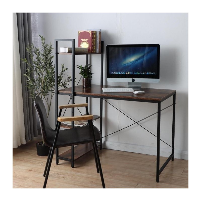 Mesa de Oficina NORMAN, 100x60x72 cm, en Madera y Metal, color Natural