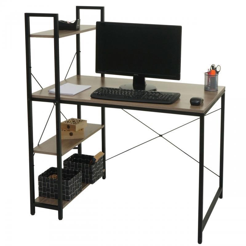 Mesa de Oficina NORMAN, 100x60x72 cm, en Madera y Metal, color Natural