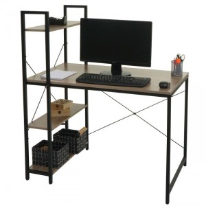 Mesa de Oficina NORMAN, 100x60x72 cm, en Madera y Metal, color Natural