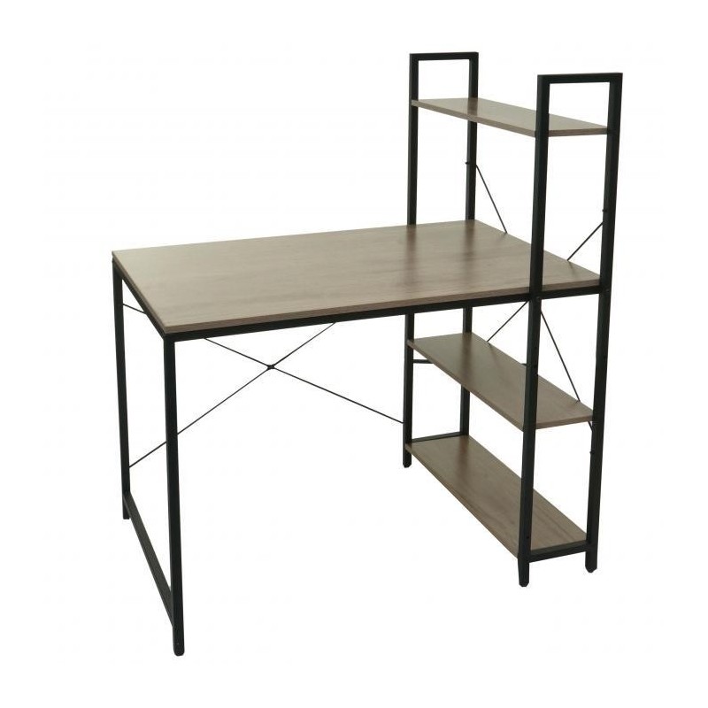 Mesa de Oficina NORMAN, 100x60x72 cm, en Madera y Metal, color Natural