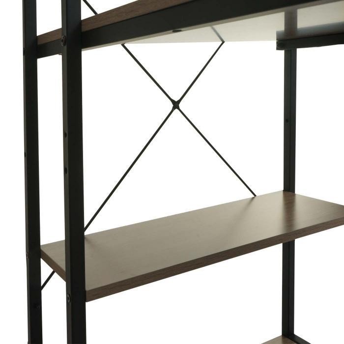 Mesa de Oficina NORMAN 100x60x72 cm, Estantería Incluida, en Madera y Metal, color Natural