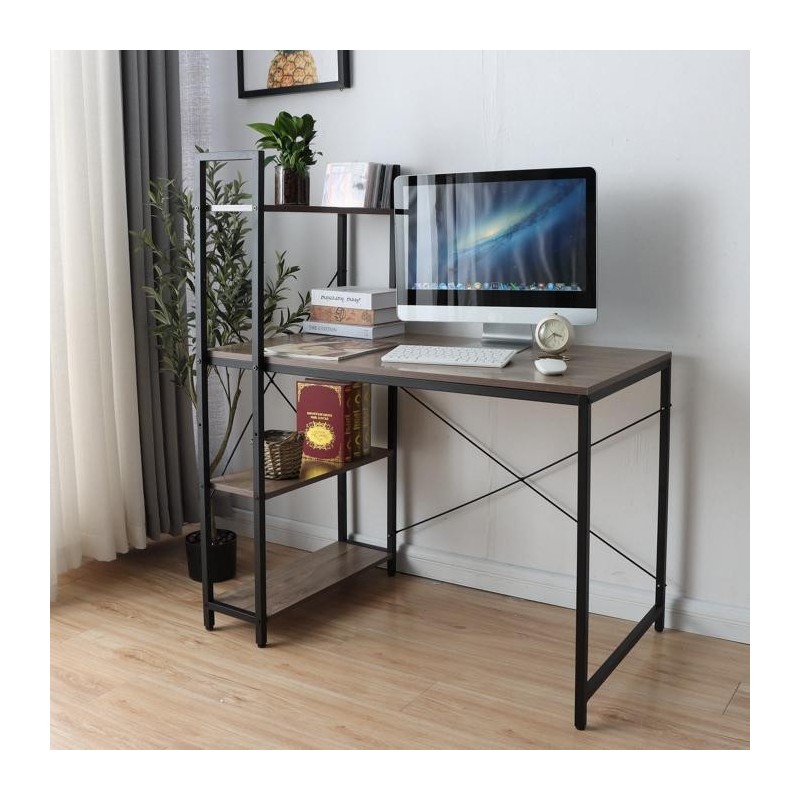 Mesa de Oficina NORMAN, 100x60x72 cm, en Madera y Metal, color Natural