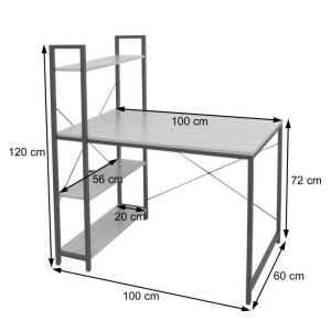Mesa de Oficina NORMAN, 100x60x72 cm, en Madera y Metal, color Natural