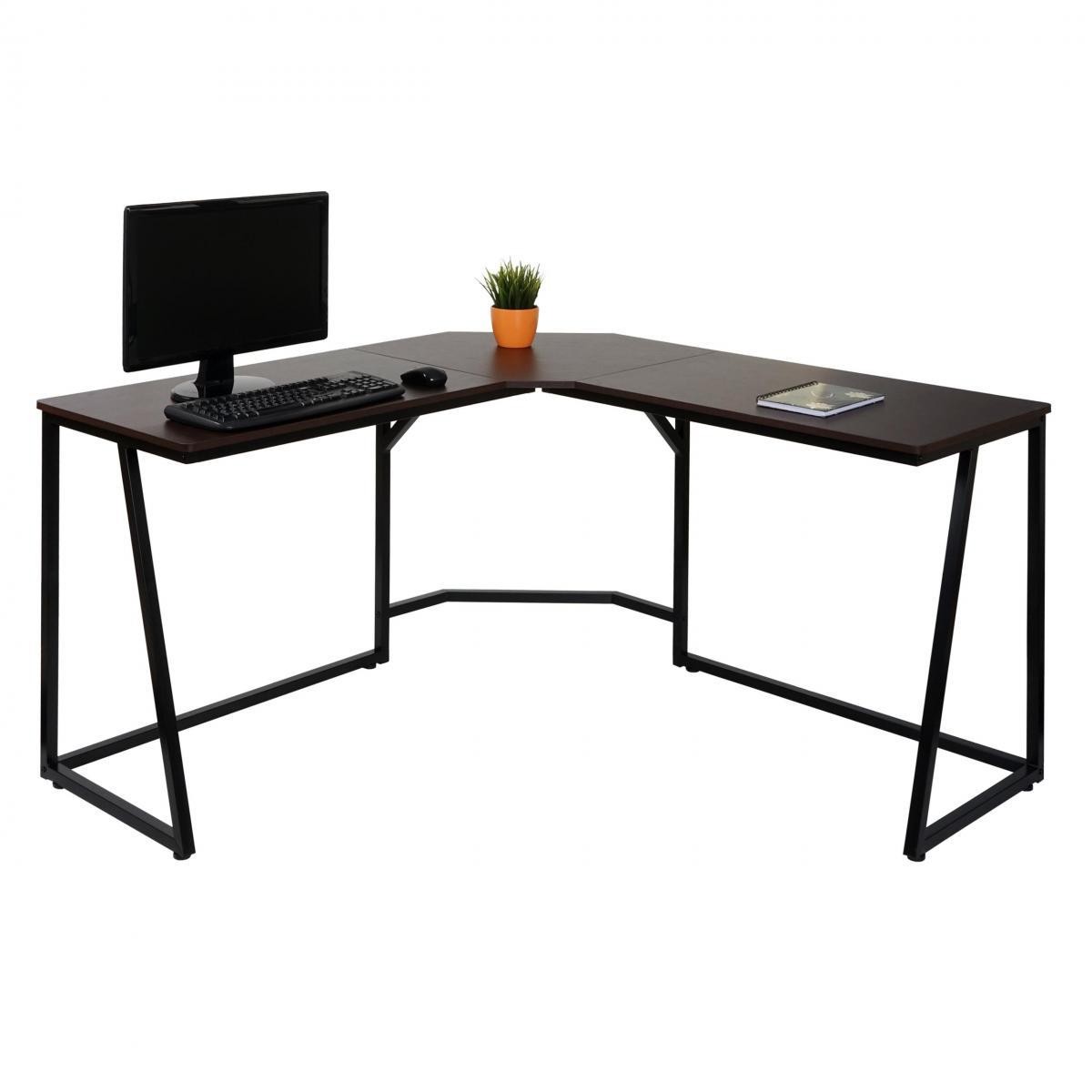Mesa de Ordenador ESSEN, Estructura Metálica, Superficie de Madera color Nogal