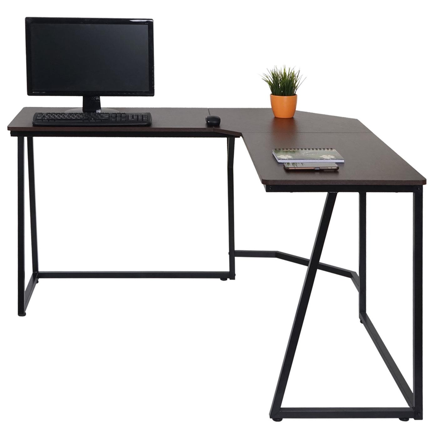 Mesa de Ordenador ESSEN, Estructura Metálica, Superficie de Madera color Nogal