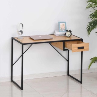 Mesa de ordenador PAINE en metal y madera color haya