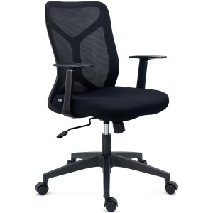 Silla de Oficina GINGER, Tela y Malla Transpirable, Negro