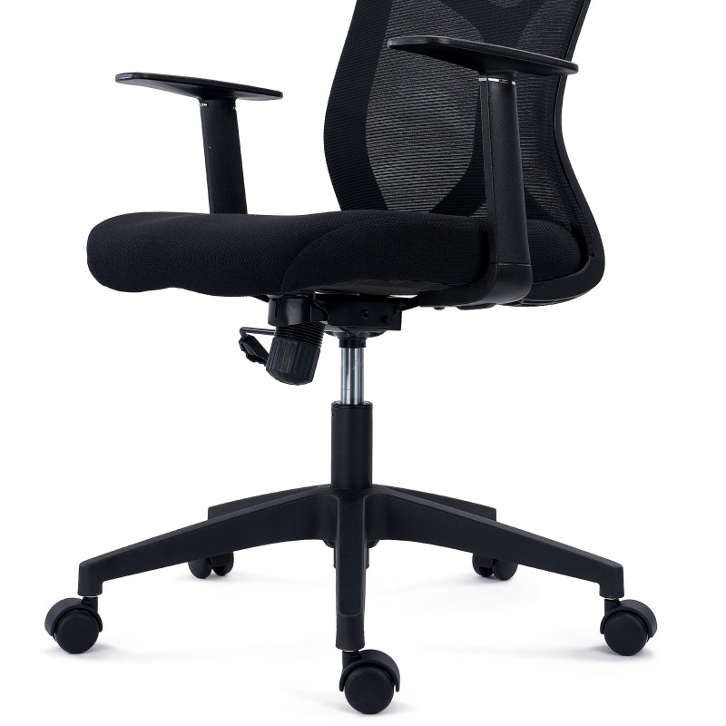 Silla de Oficina GINGER, Tela y Malla Transpirable, Negro