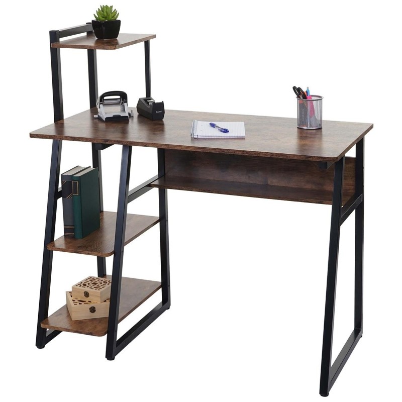 Mesa de Oficina HELIO, 100x50x69 cm, estructura de metal y duperficie de madera, color Marrón