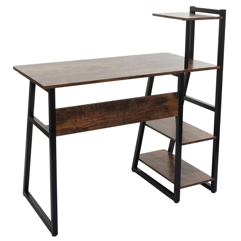 Mesa de Oficina HELIO, 100x50x69 cm, estructura de metal y duperficie de madera, color Marrón