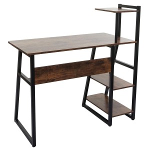 Mesa de Oficina HELIO, 100x50x69 cm, estructura de metal y duperficie de madera, color Marrón