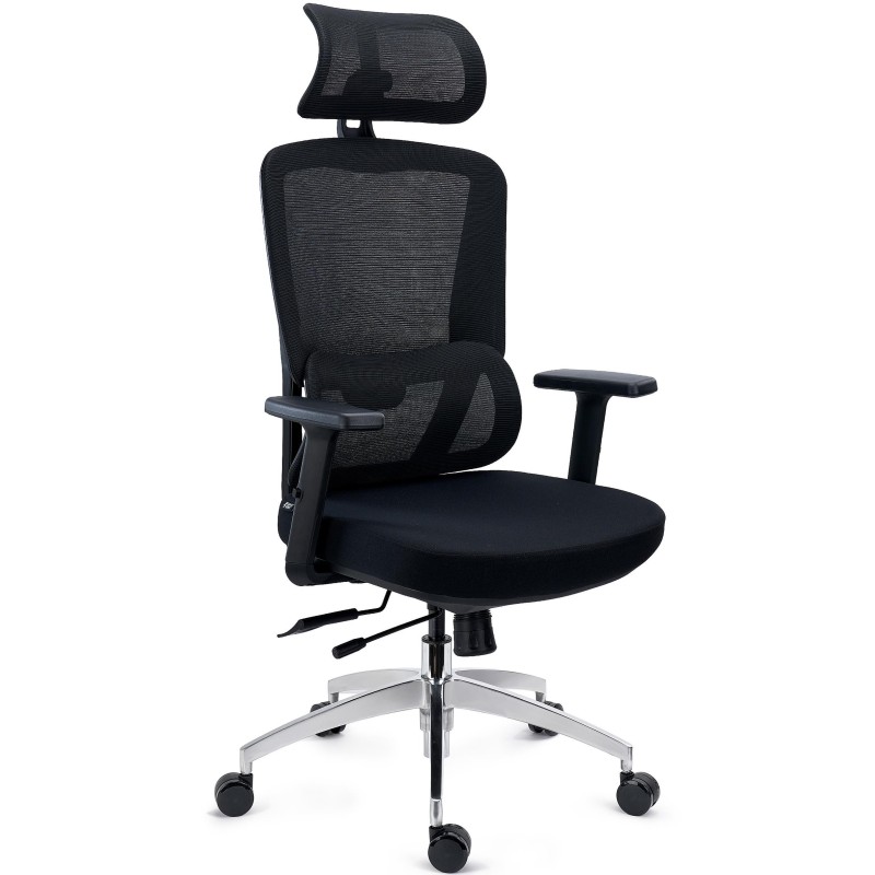 Silla Ergonómica SUPRA MAX, Ajustable, Base Metal, Negro
