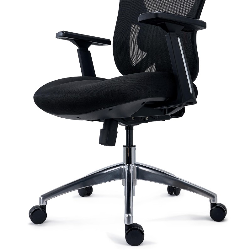 Silla Ergonómica URUS, Muy Ajustable, Espuma Inyectada, Negro