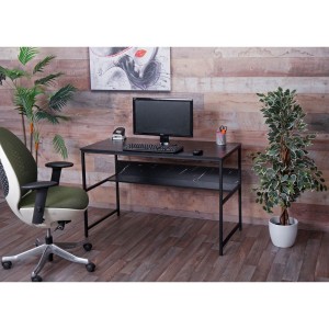 Mesa de Oficina EVOKE, Estructura Metálica, Superficie de Madera color Negro efecto Mármol