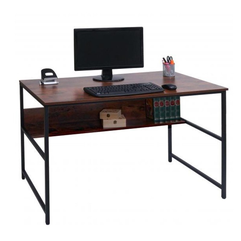 Mesa de Oficina EVOKE, Estructura Metálica, Superficie de Madera color Negro efecto Mármol
