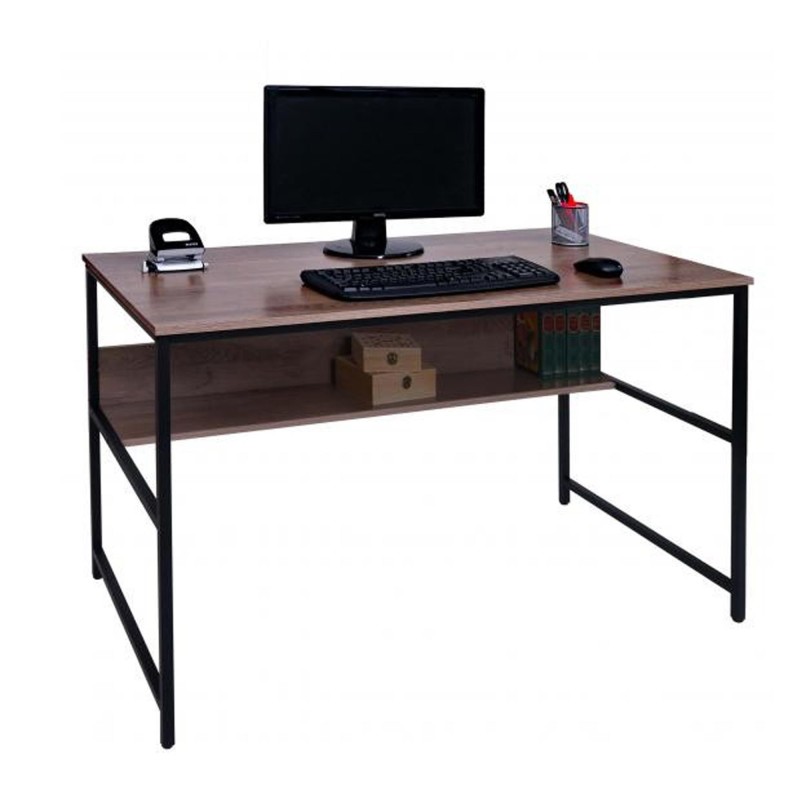Mesa de Oficina EVOKE, Estructura Metálica, Superficie de Madera color Negro efecto Mármol